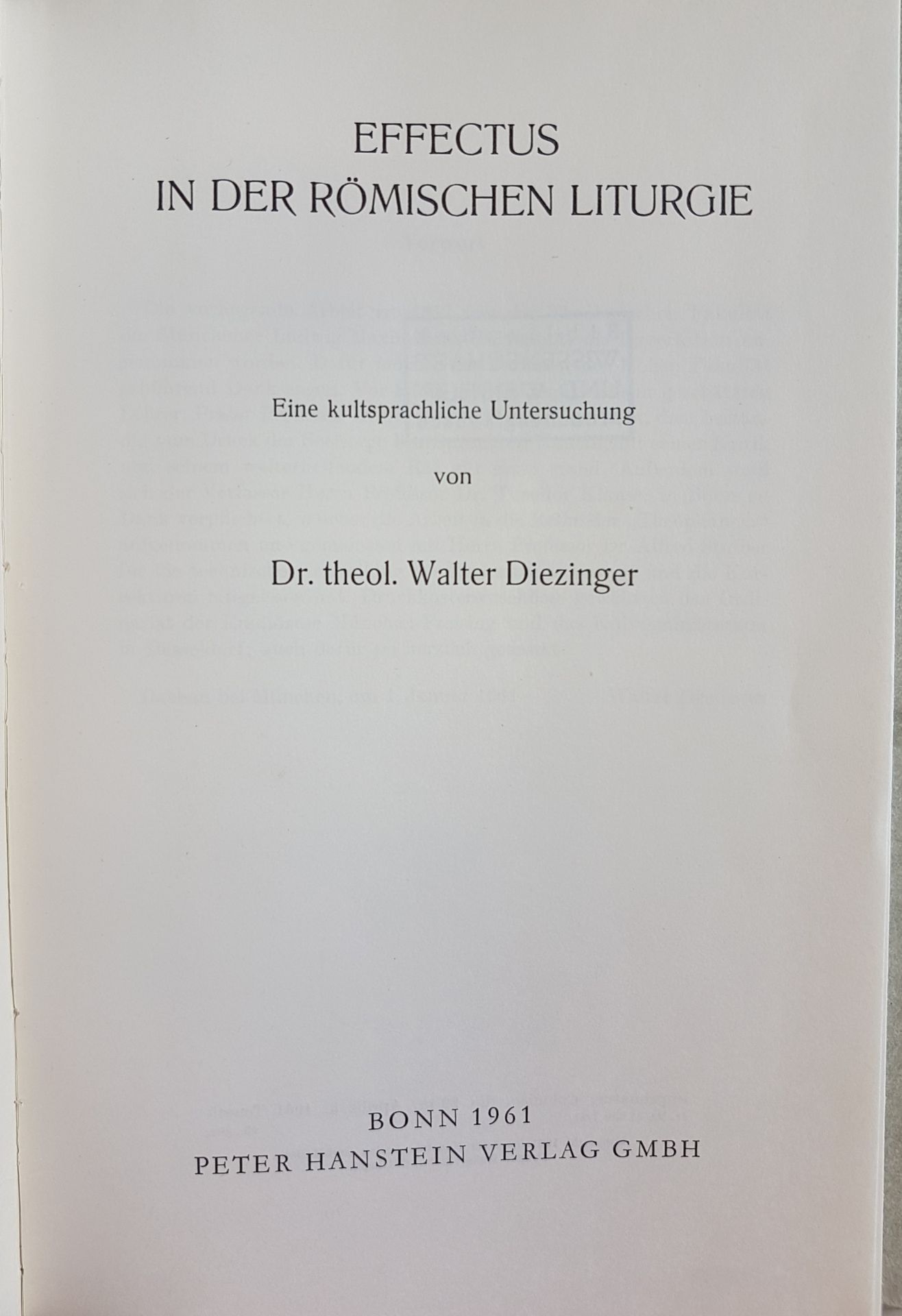Effectus in der Römischen Liturgie: eine kultursprachliche Untersuchung