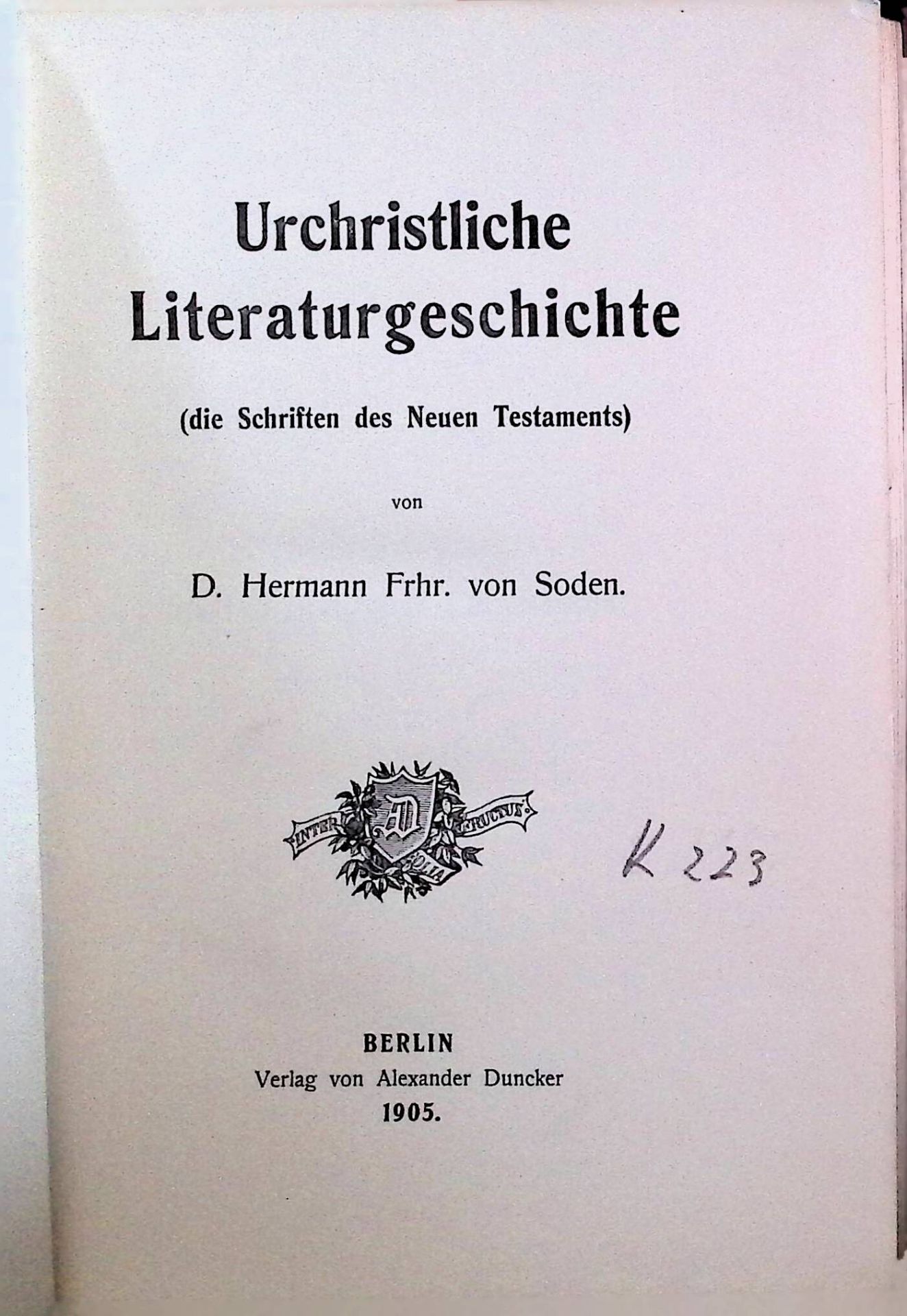 Urchristliche Literaturgeschichte (die Schriften des Neuen Testaments)