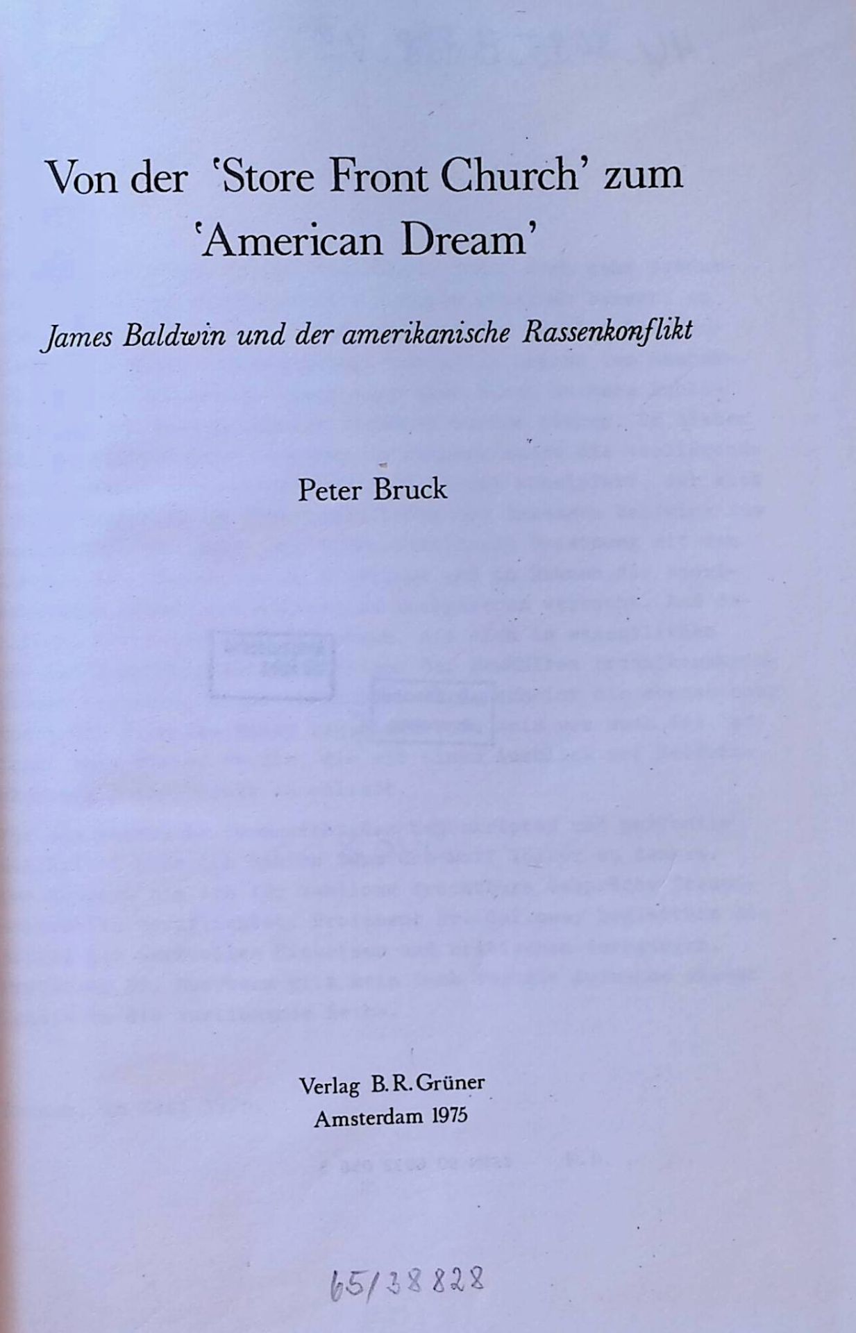 Von der Store Front Church zum American Dream : James Baldwin u. d. amerikan. Rassenkonflikt