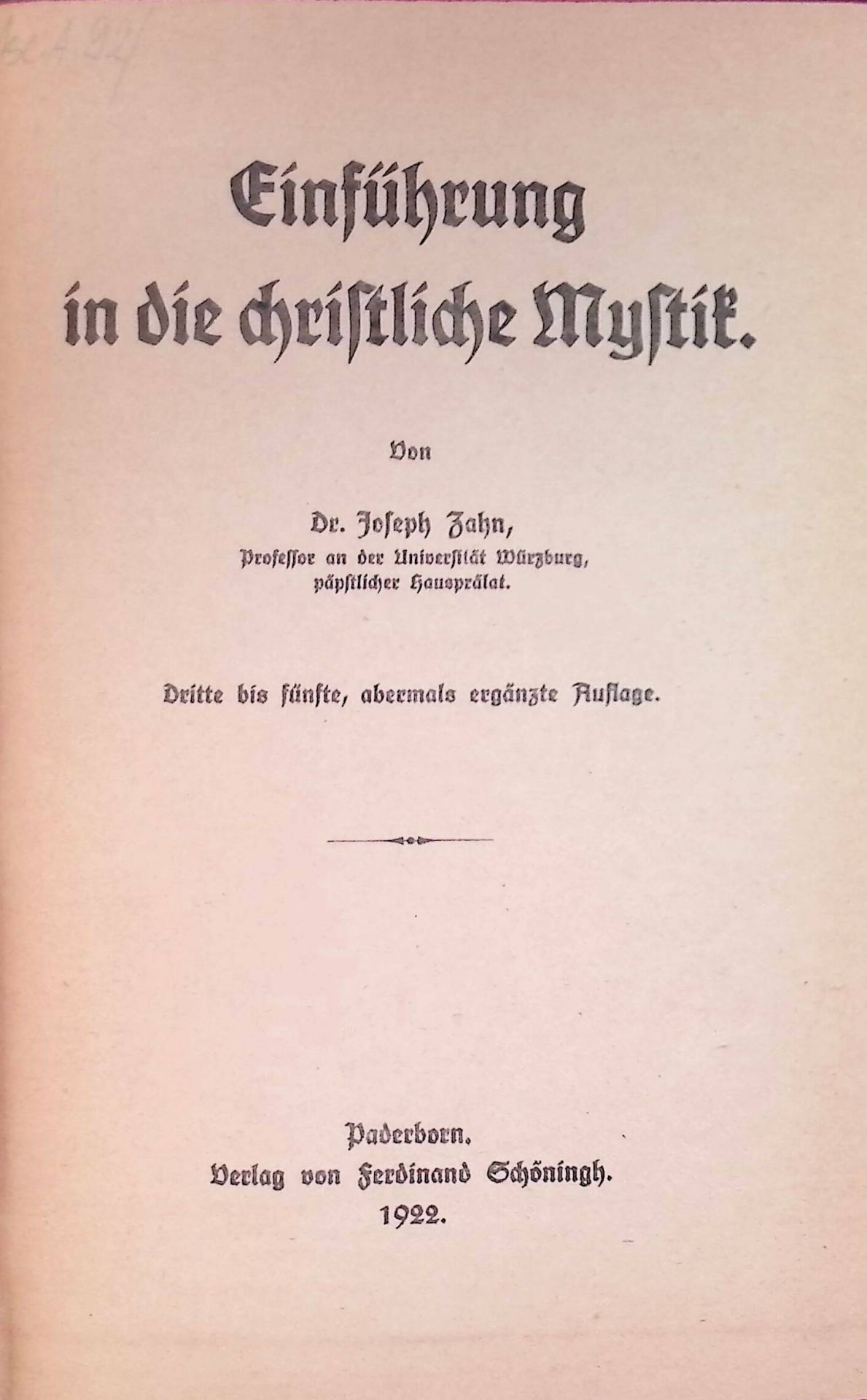 Einführung in die christliche Mystik
