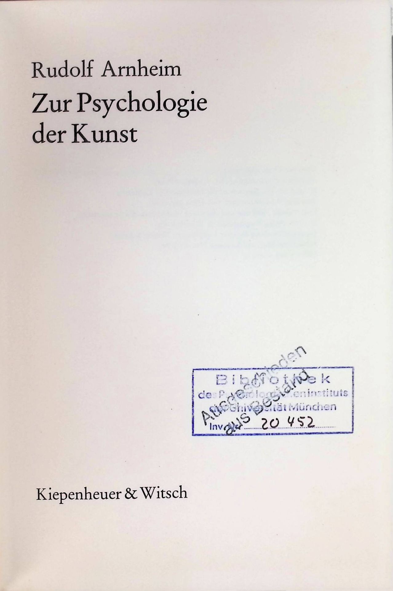 Zur Psychologie der Kunst
