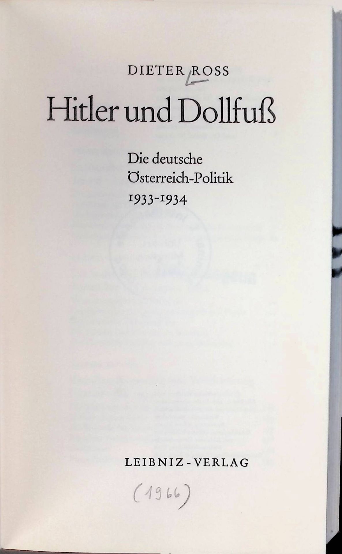 Hitler und Dollfuss : Die deutsche Österreich-Politik 1933 - 1934