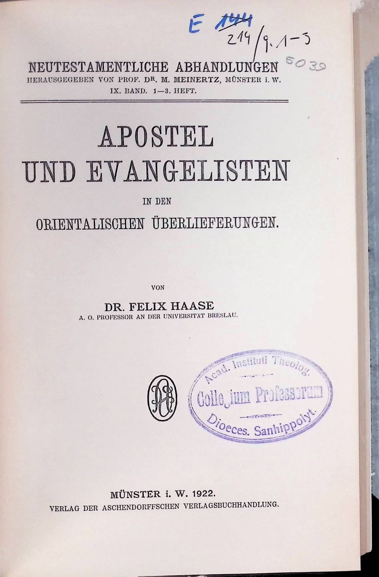 Apostel und Evangelisten in den orientalischen Überlieferungen