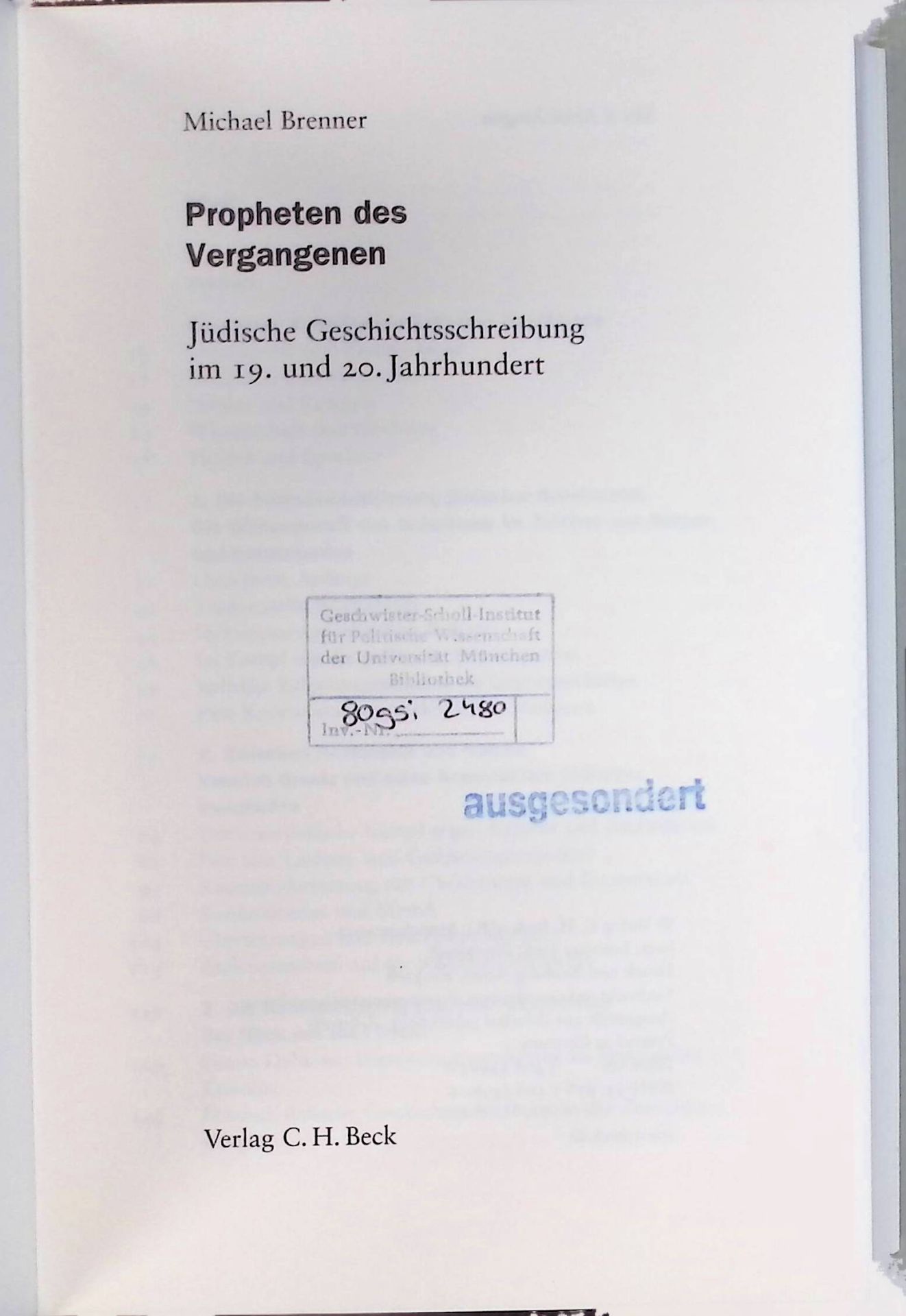 Propheten des Vergangenen : jüdische Geschichtsschreibung im 19. und 20. Jahrhundert