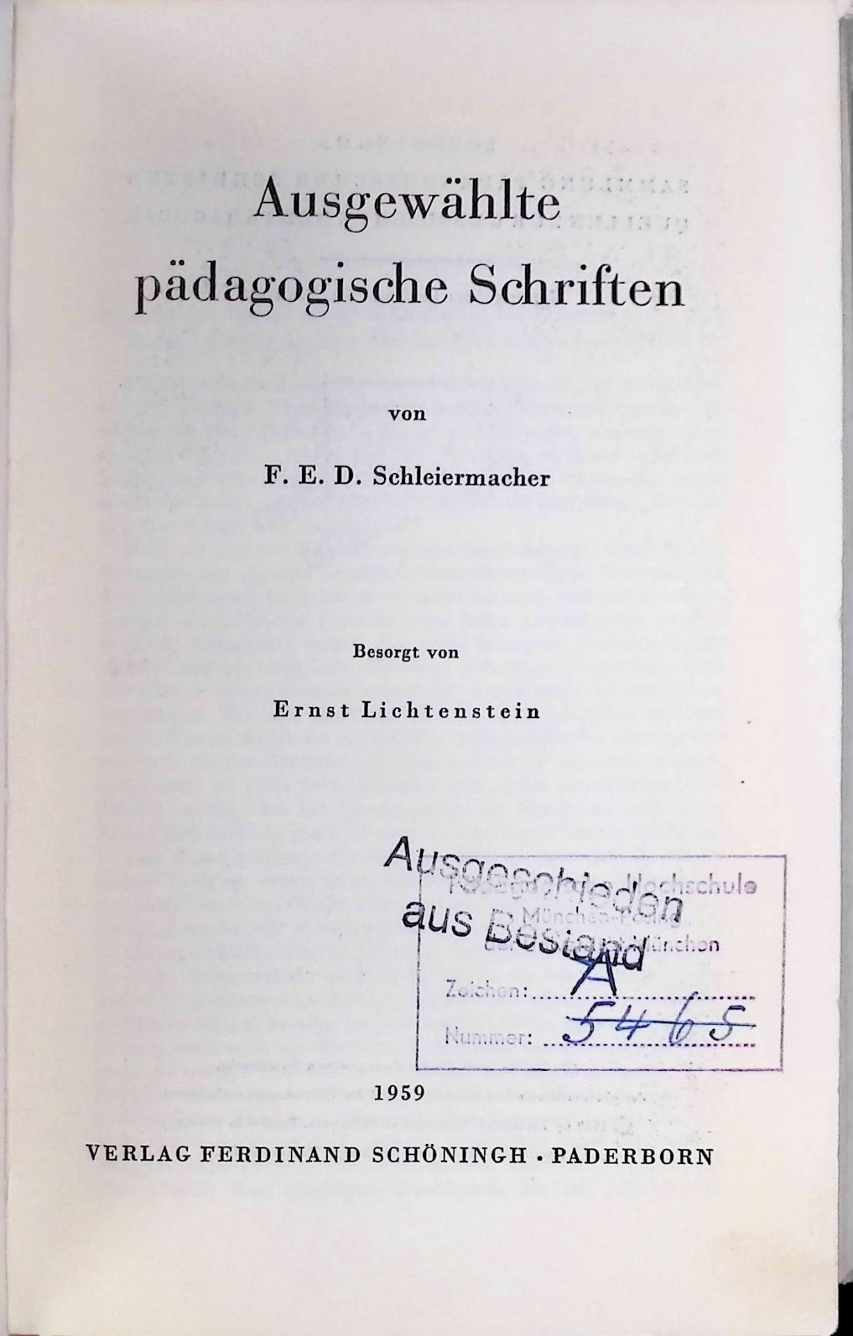 Ausgewählte pädagogische Schriften