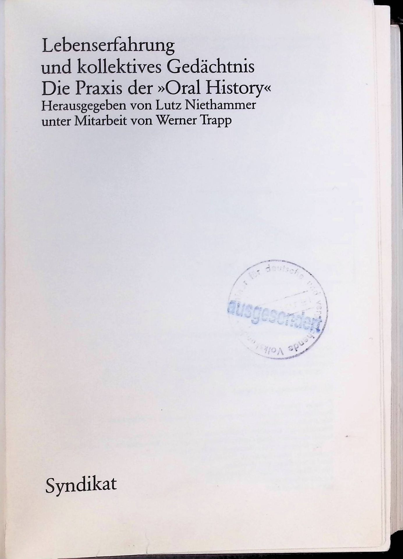 Oral History in Großbritannien - in: Lebenserfahrung und kollektives Gedächtnis : Die Praxis der Oral History