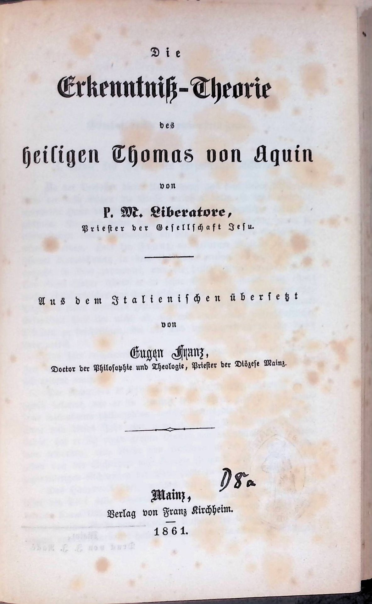 Die Erkenntnis-Theorie des heiligen Thomas von Aquin