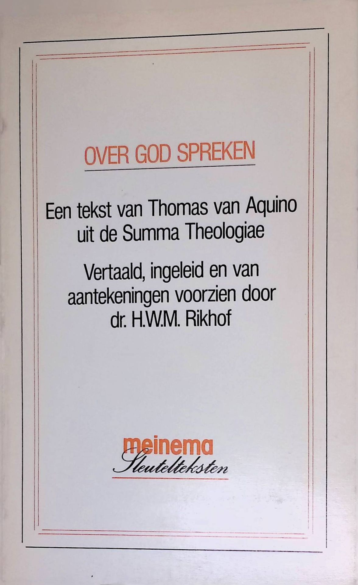 Over God spreken: een tekst van Thomas van Aquino uit de Summa Theologiae (I, Q.13)