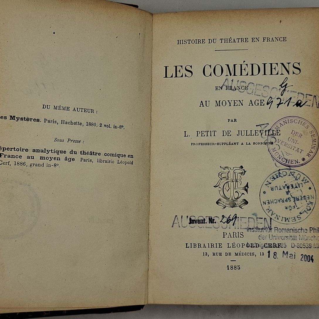 Histoire du theatre en France - Les Comediens en France au Moyen Age