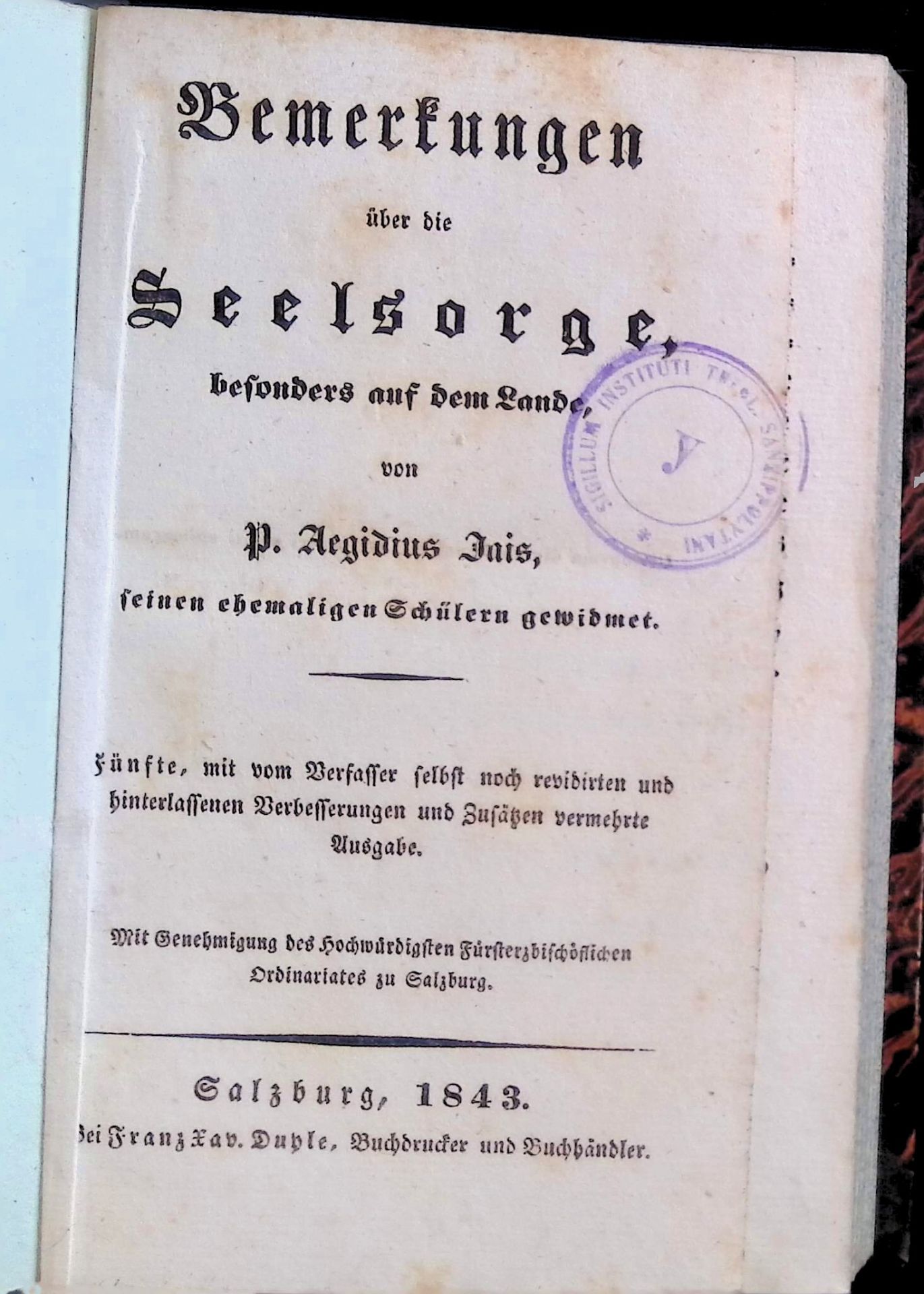 Bemerkungen über die Seelsorge, besonders auf dem Lande