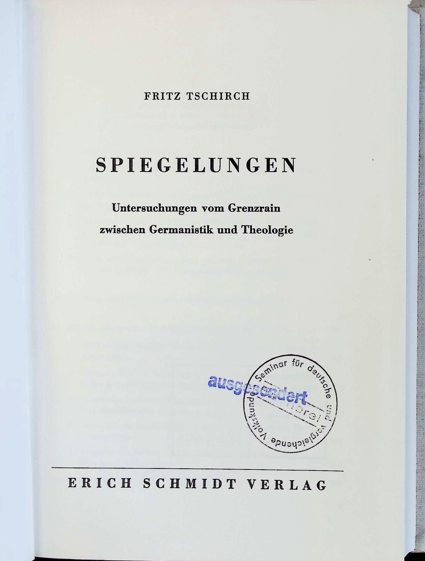 Spiegelungen : Untersuchungen vom Grenzrain zwischen Germanistik u. Theologie
