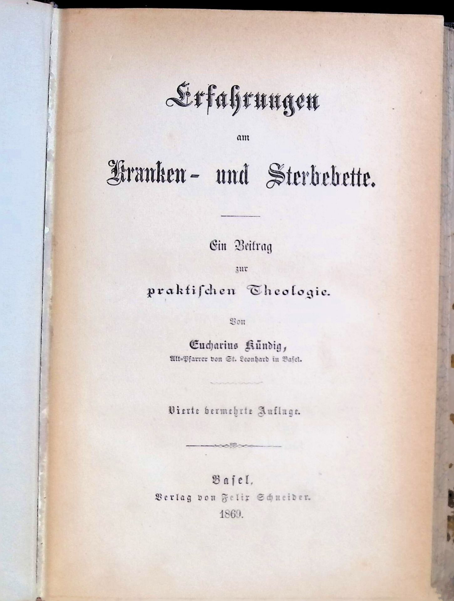 Erfahrungen am Kranken- und Sterbebette. Ein Beitrag zur praktischen Theologie