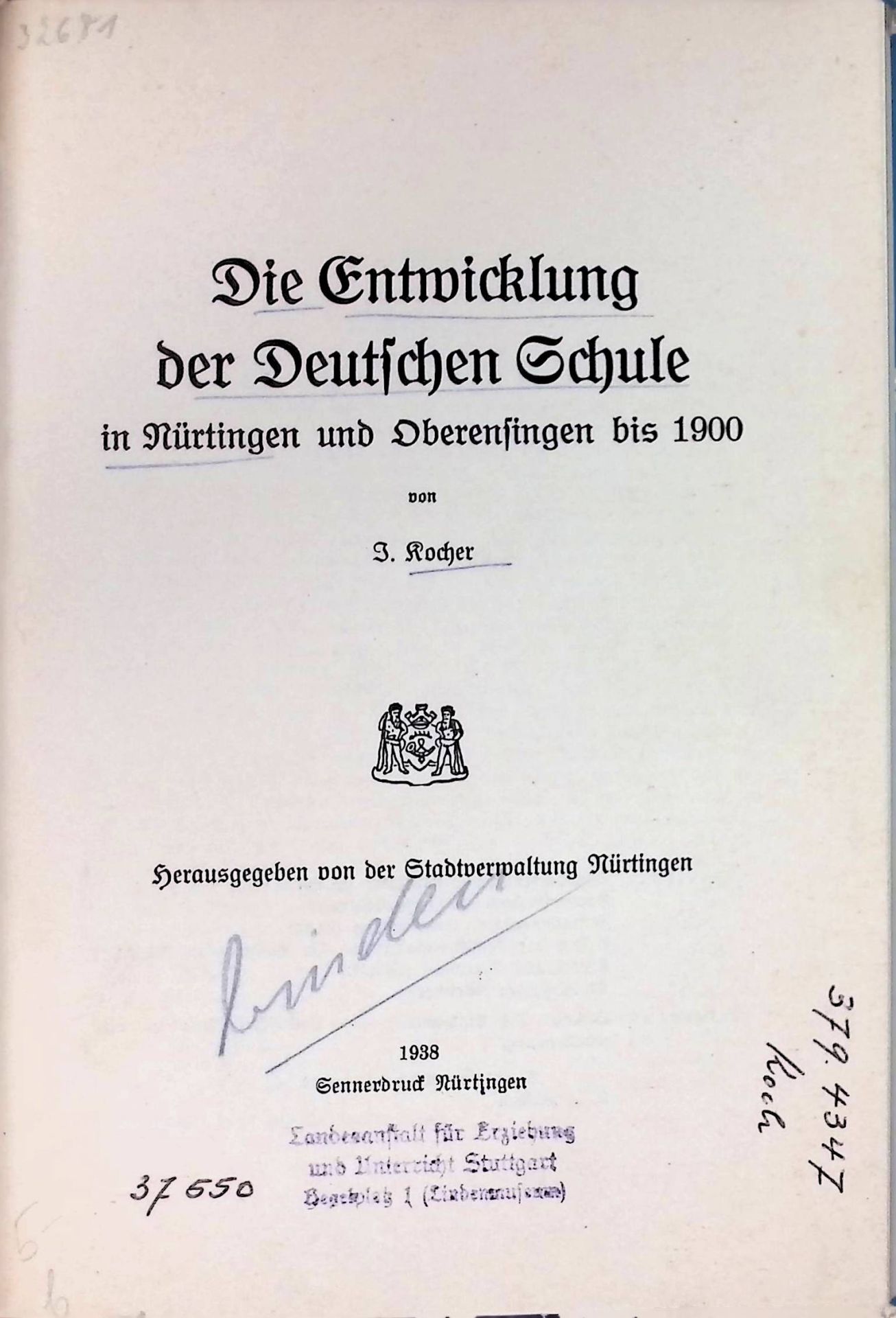 Die Entwicklung der Deutschen Schule in Nürtingen und Oberensingen bis 1900