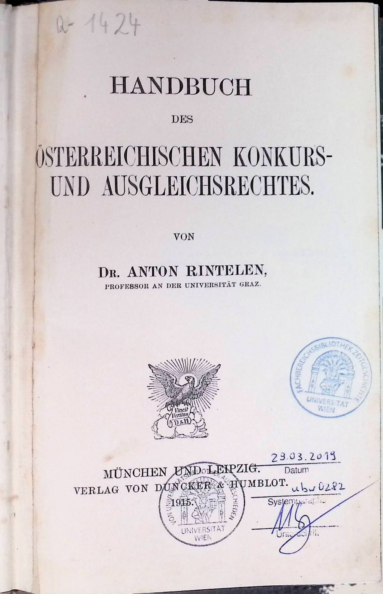 Handbuch des österreichischen Konkurs- und Ausgleichsrechtes