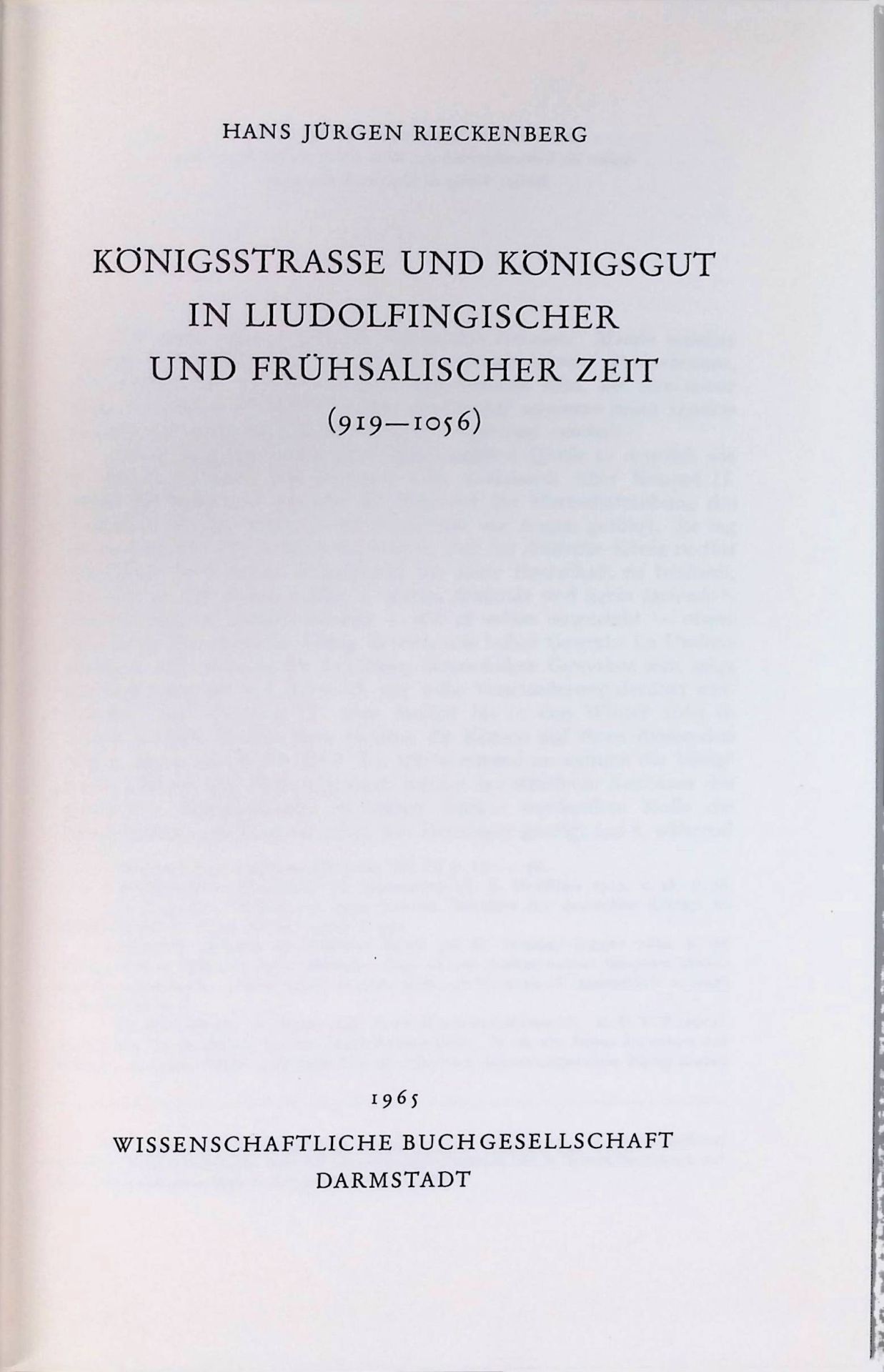 Königsstrasse und Königsgut in liudolfingischer und frühsalischer Zeit : (919 - 1056)