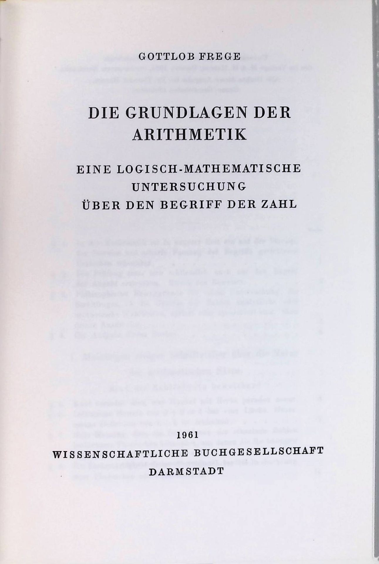 Die Grundlagen der Arithmetik : Eine logisch-mathematische Untersuchung über den Begriff der Zahl