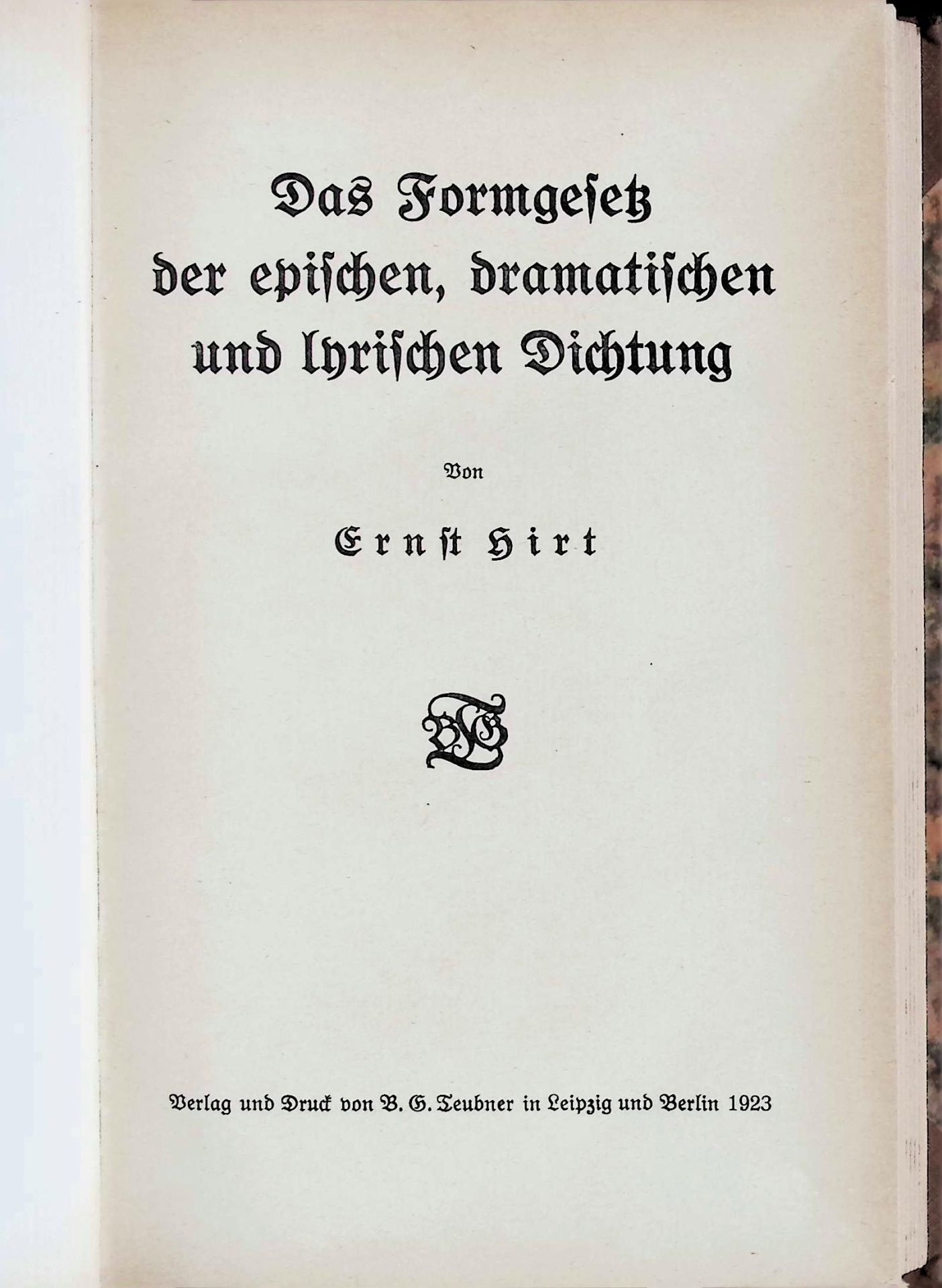 Das Formgesetz der epischen, dramatischen und lyrischen Dichtung
