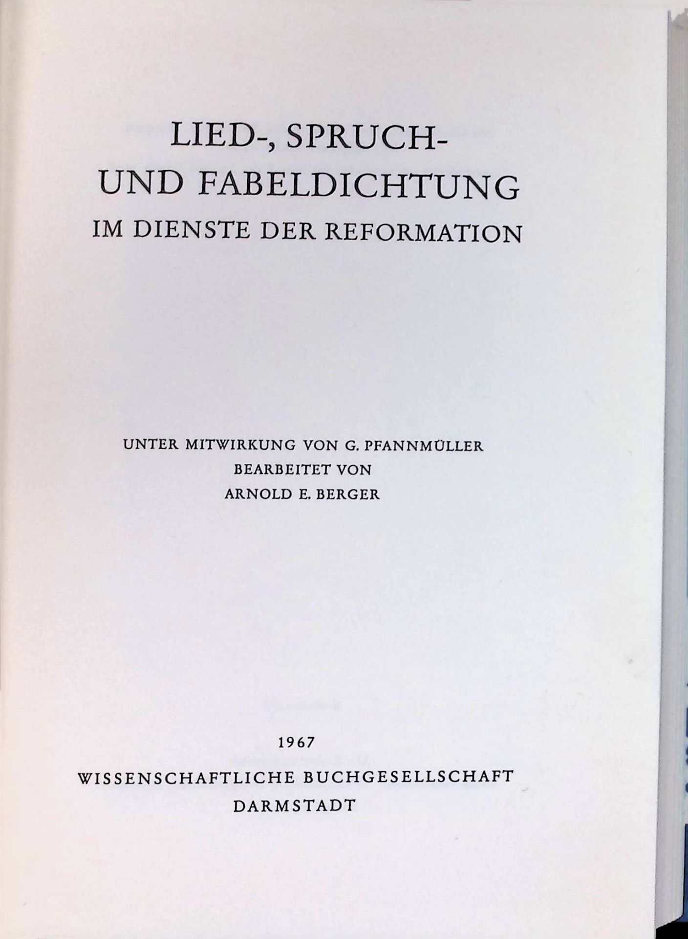 Lied-, Spruch- und Fabeldichtung im Dienste der ReformationDeutsche Literatur