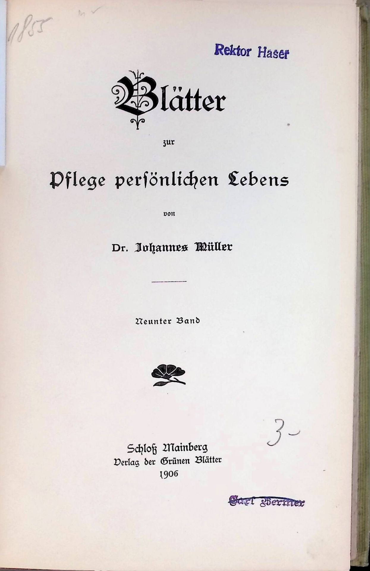 Blätter zur Pflege persönlichen Lebens - 9. Band