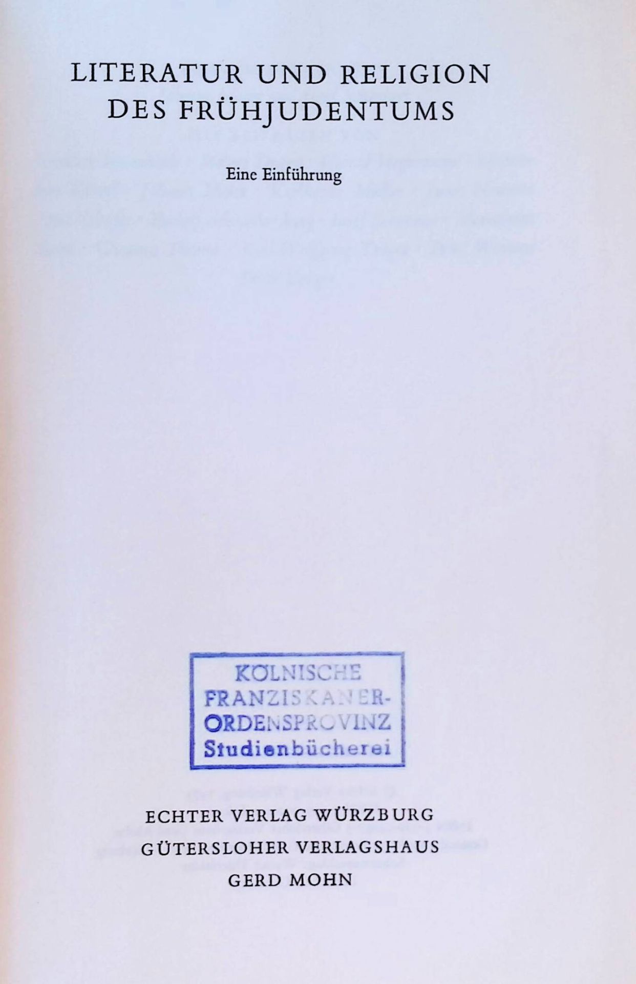 Literatur und Religion des Frühjudentums : eine Einf