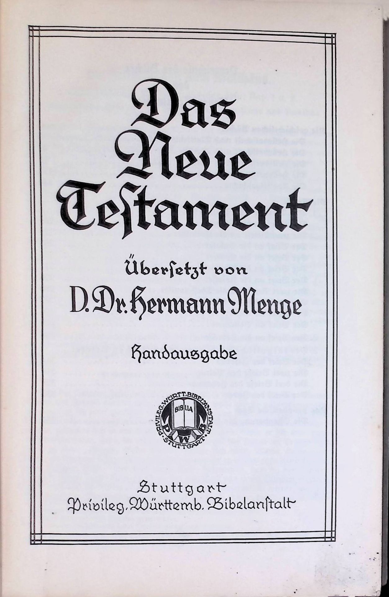 Das Neue Testament./ Die Psalmen