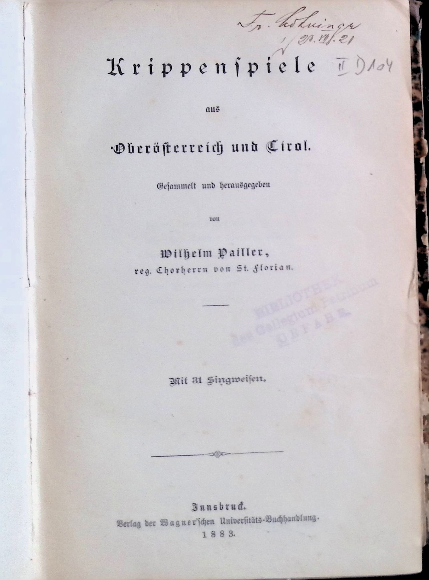 Krippenspiele aus Oberösterreich und Tirol