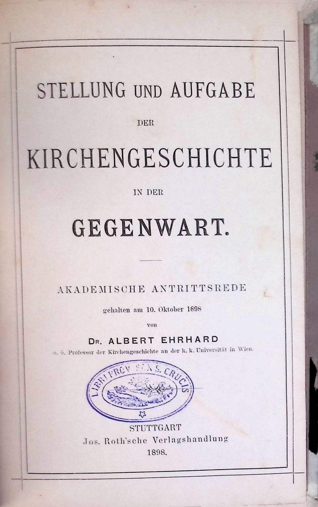 Stellung und Aufgabe der Kirchengeschichte in der Gegenwart / Zur Einleitung in die Kirchengeschichte / Entwurf eines Studienplans für das Fach der Geschichte und die damit verbundenen Nebenfächer / Das Dogmatische Kriterium der Kirchengeschichte : Ein Beitrag zur Philosophie der Geschichte des Reiches Gottes auf Erden / Die Christliche Geschichts-Auffassung / Kreuzzug des neunzehnten Jahrhunderts
