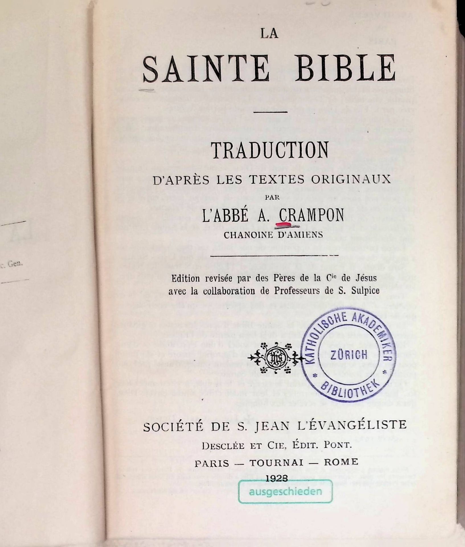 La Sainte Bible: Traduction d'aprés les textes originaux