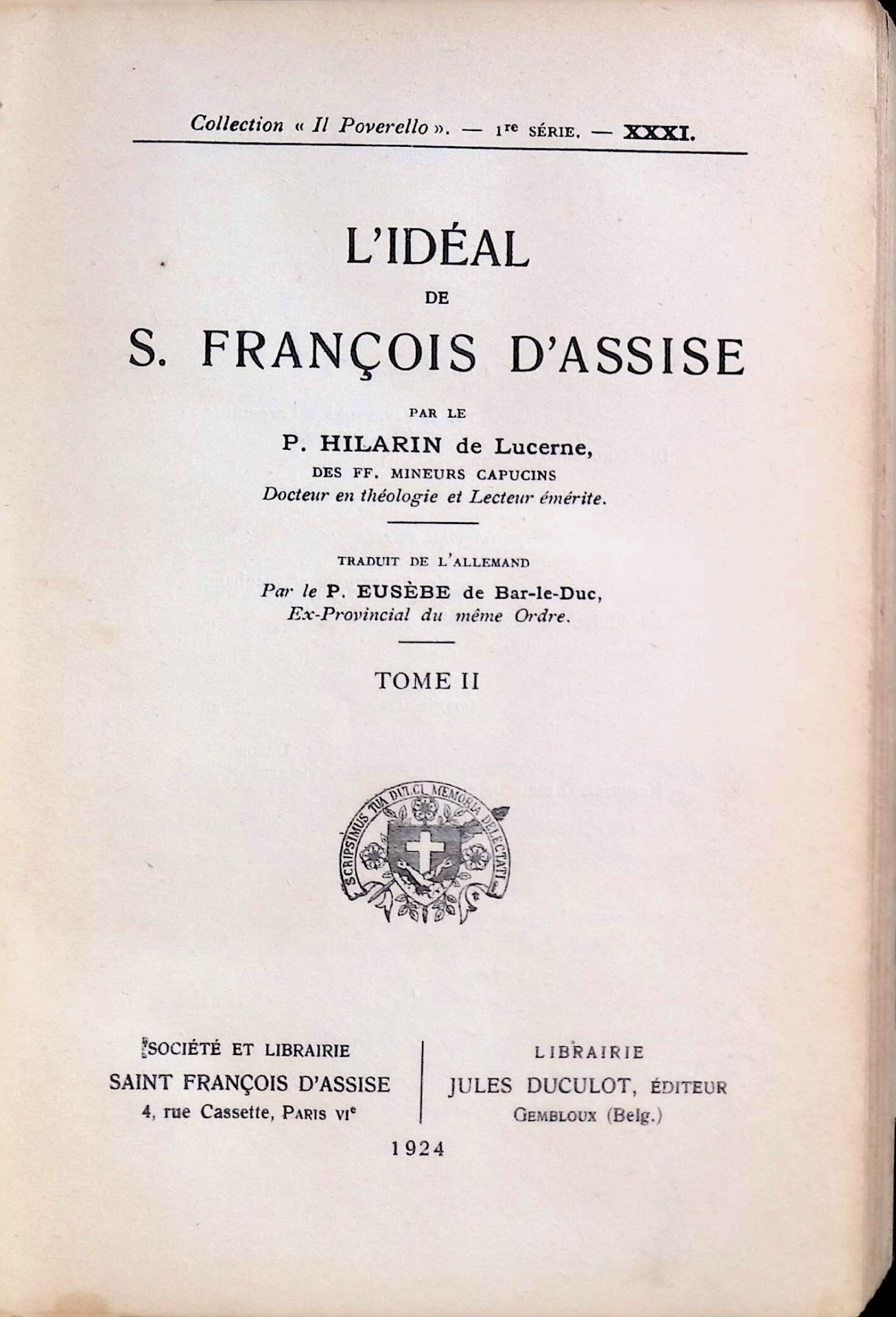 L'ideal de S.Francois d'Assise: TOME II
