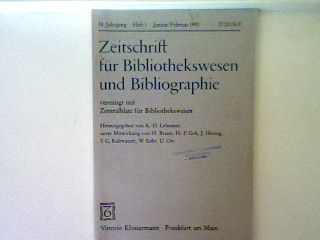 Etatsituation der wissenschaftlichen Bibliotheken in den alten Bundesländern 1990 - 1. Heft 1991 - Zeitschrift für Bibliothekswesen und Bibliographie