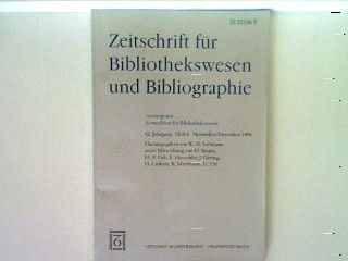 Entwicklung und Aufbau der Personennamensdatei in Deutschland: Bericht über Konzeption und Realisierung seit 1989 - 6. Heft 1995 - Zeitschrift für Bibliothekswesen und Bibliographie