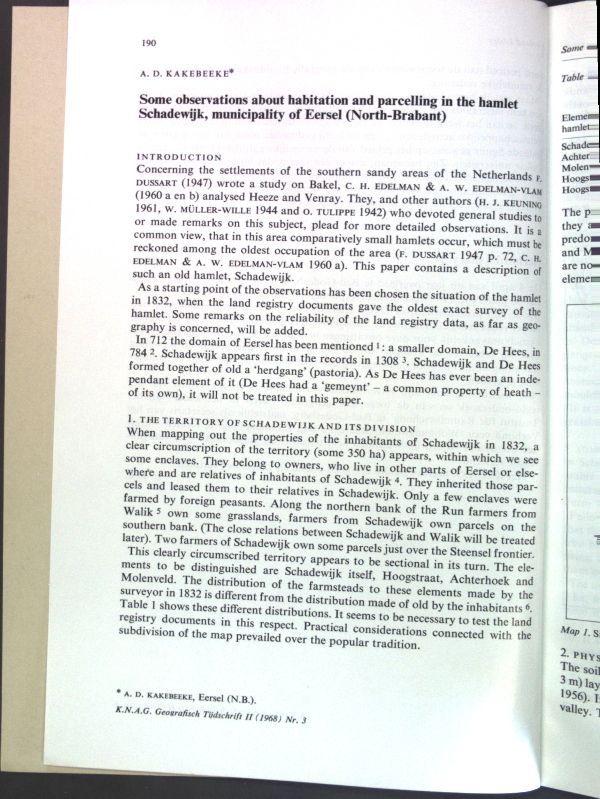 Some observations about habitation and parcelling in the hamlet Schadewijk, municipality of Eersel (North-Brabant)