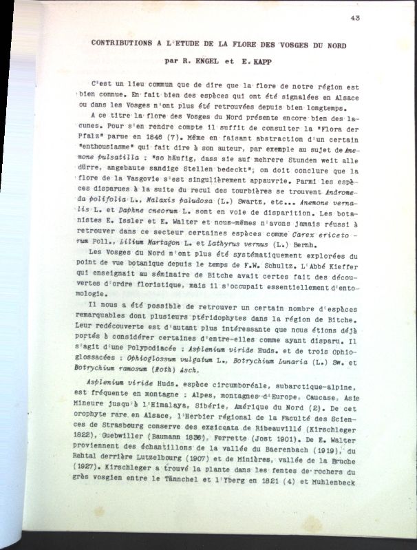 Contributions a l'étude de la flore des Vosges du Nord