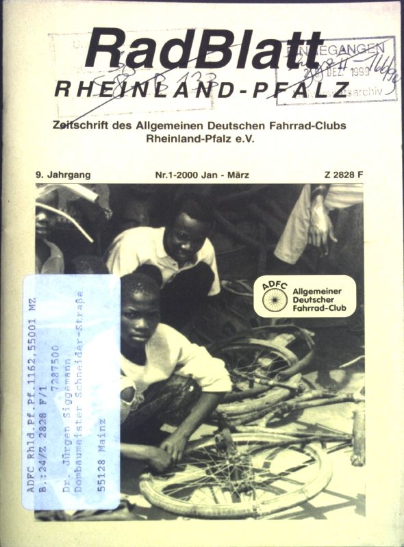 Codiertes Fahrrad wurde Dieb zum Verhängnis - in: Nr. 1-2000 Rad Blatt Rheinland-Pfalz - Zeitschrift des Allgemeinen Deutschen Fahrrad-Clubs Rheinland-Pfalz e. V.