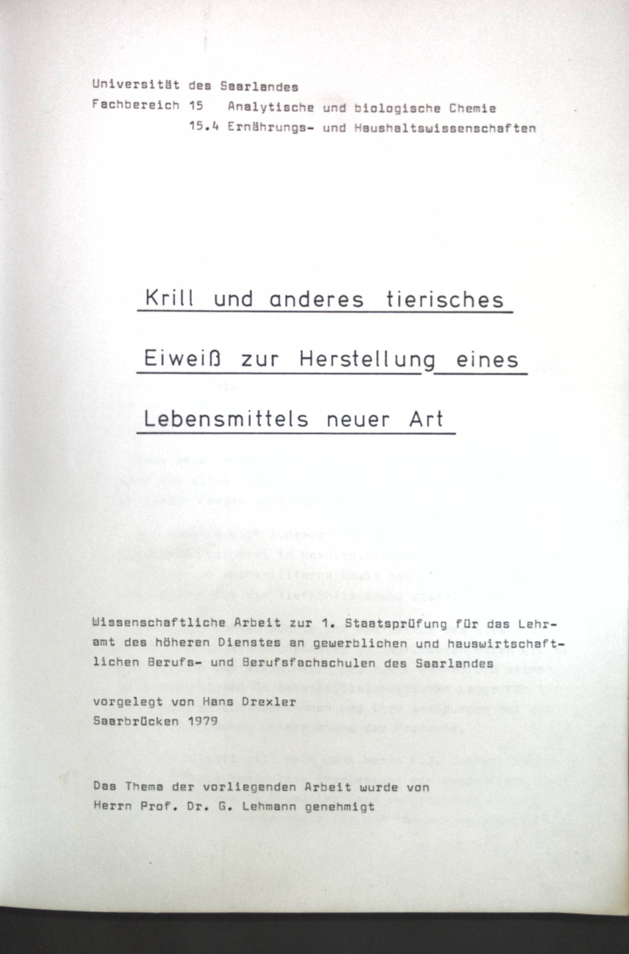 Krill und anderes tierisches Eiweiß zur Herstellung eines Lebensmittesl neuer Art