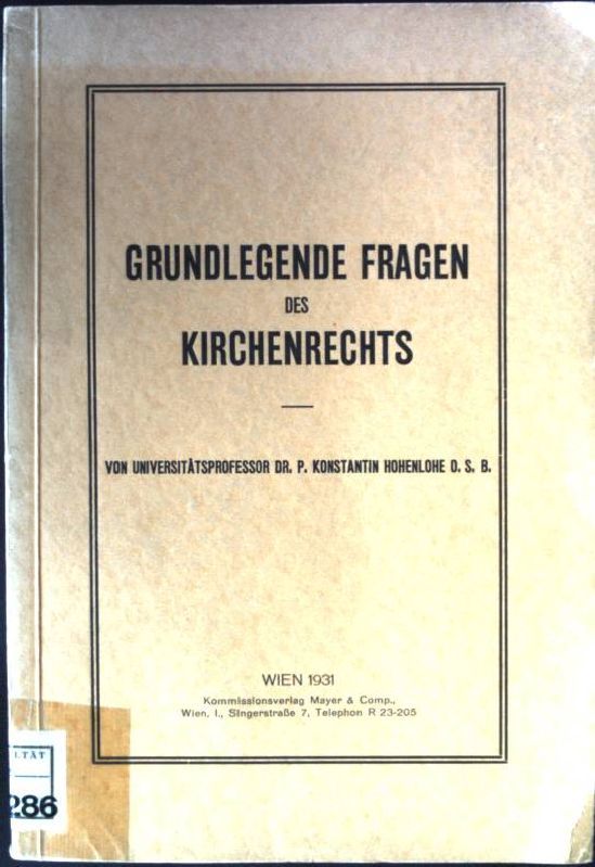 Grundlegende Fragen des Kirchenrechts