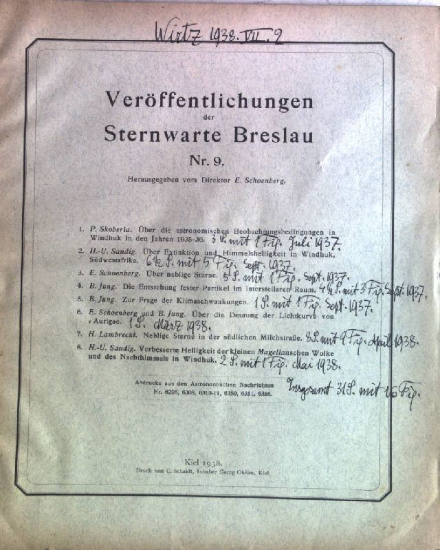 Über die astronomischen Beobachtungsbedingungen in Windhuk in den Jahren 1935-36