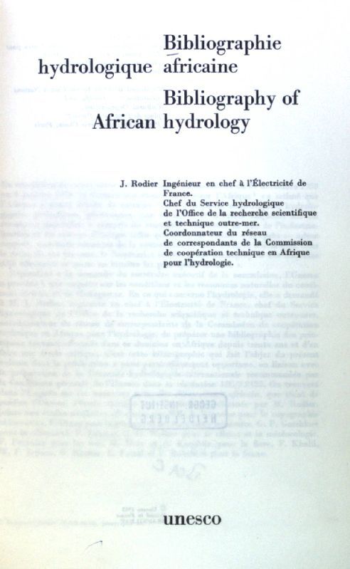 Bibliographie hydrologique africaine