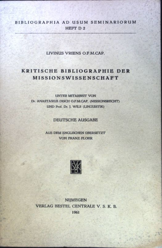 Kritische Bibliographie der Missionswissenschaft, deutsche Ausgabe