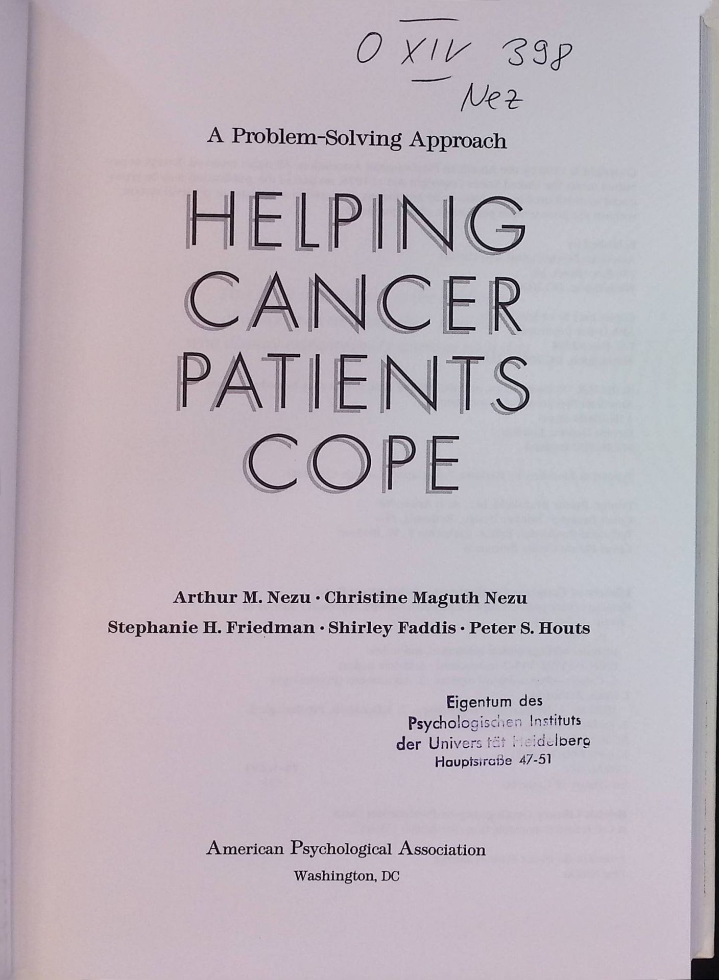 Helping Cancer Patients Cope: A Problem-Solving Approach