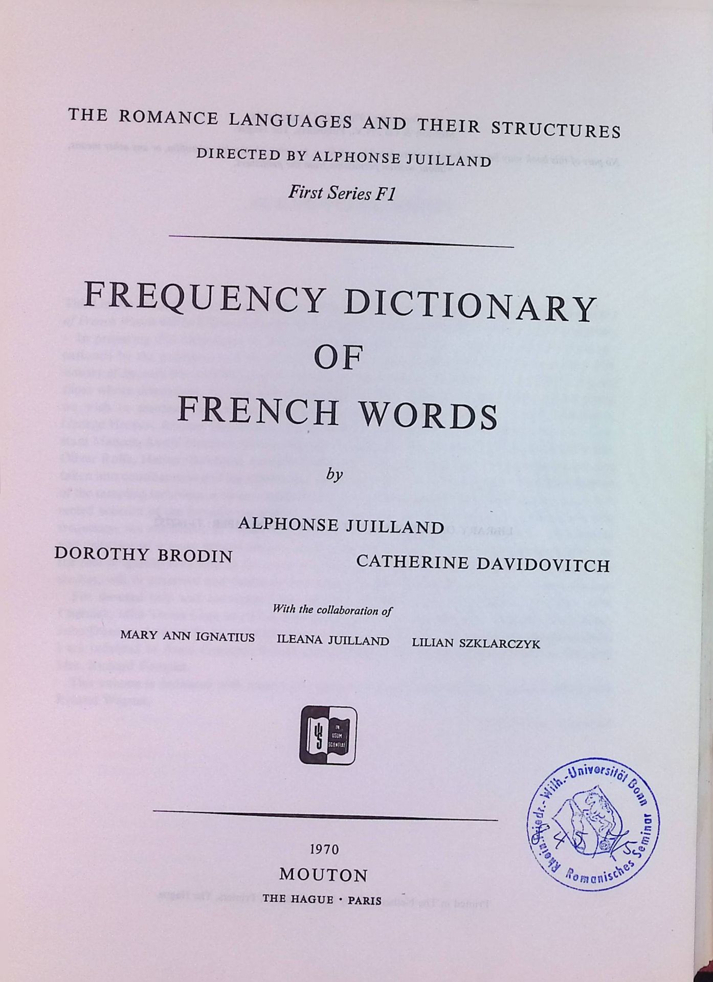 Frequency Dictionary of French Words