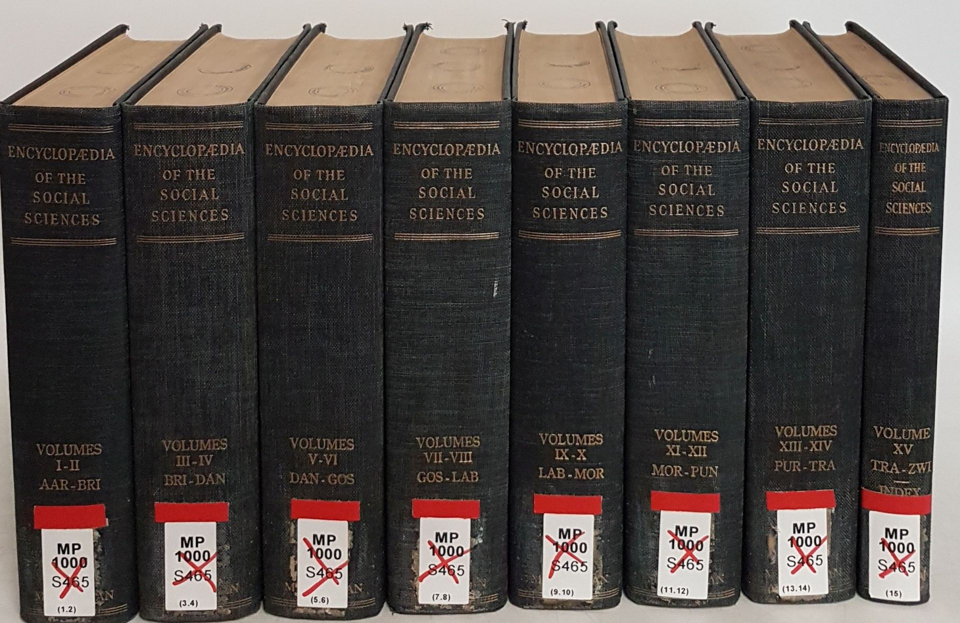 Encyclopaedia of the Social Sciences (15 vols./ 15 Bände KOMPLETT gebunden in 8 Büchern)