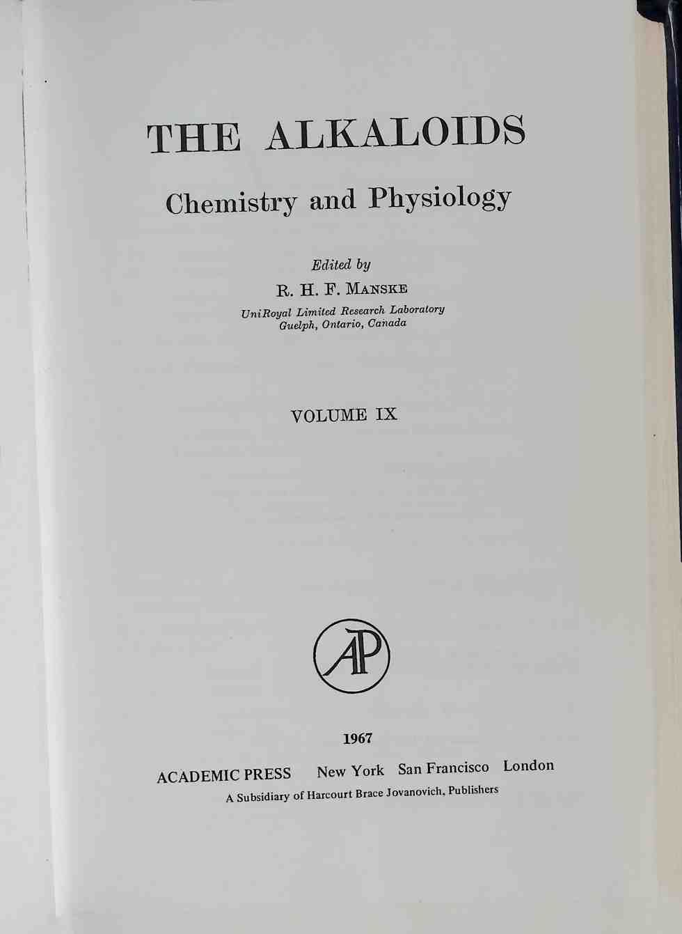 The Alkaloids, Chemistry and Physiology : Volume IX