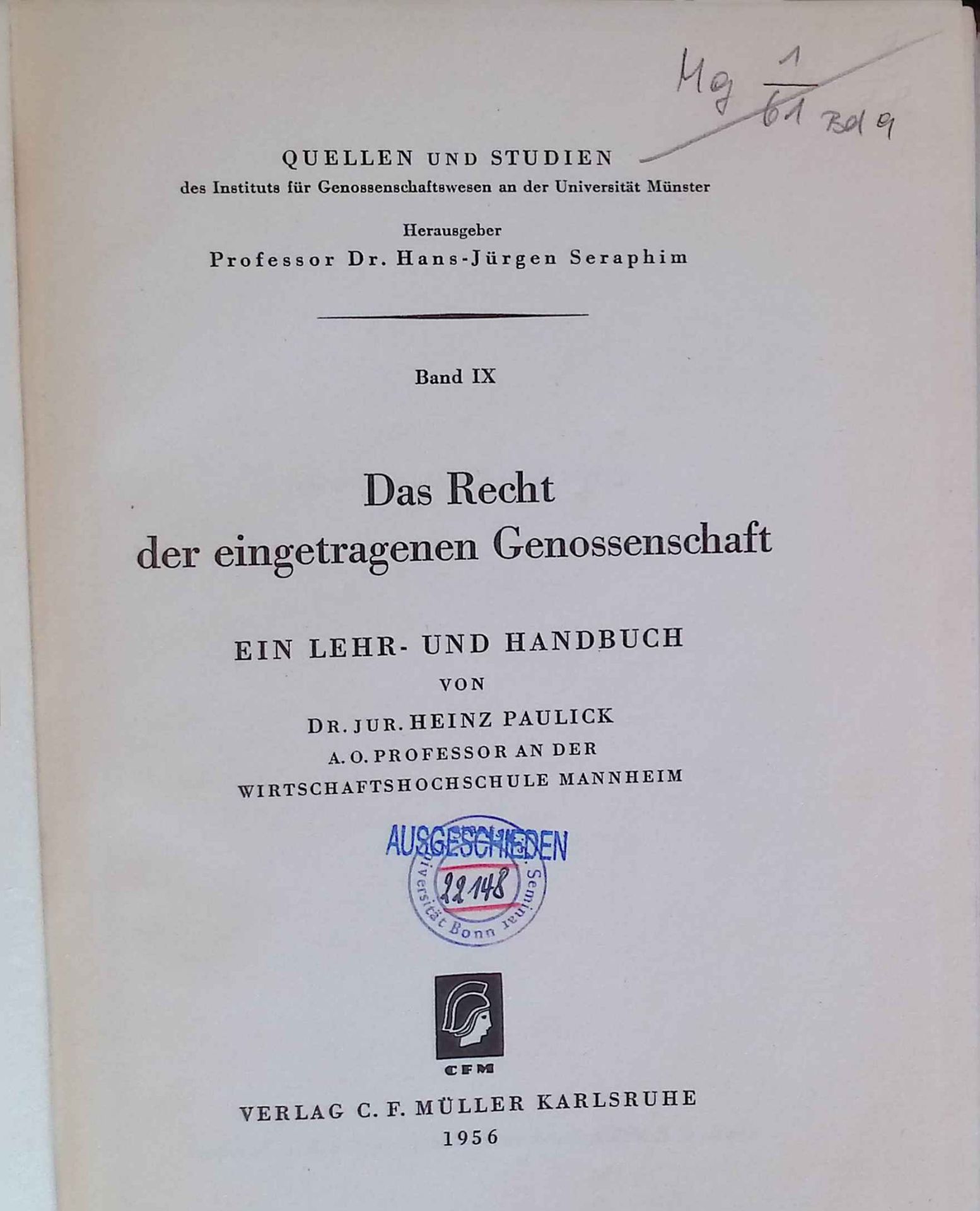 Das Recht der eingetragenen Genossenschaft : Ein Lehr- u. Handbuch
