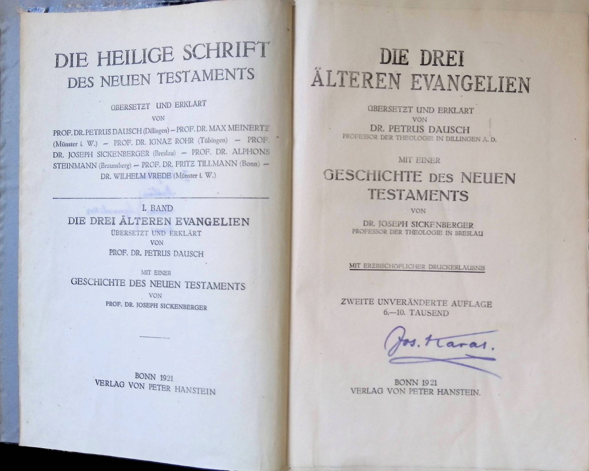 Die Heilige Schrift des Neuen Testaments, I. BAND : Die drei älteren Evangelien, mit einer Geschichte des neuen Testaments