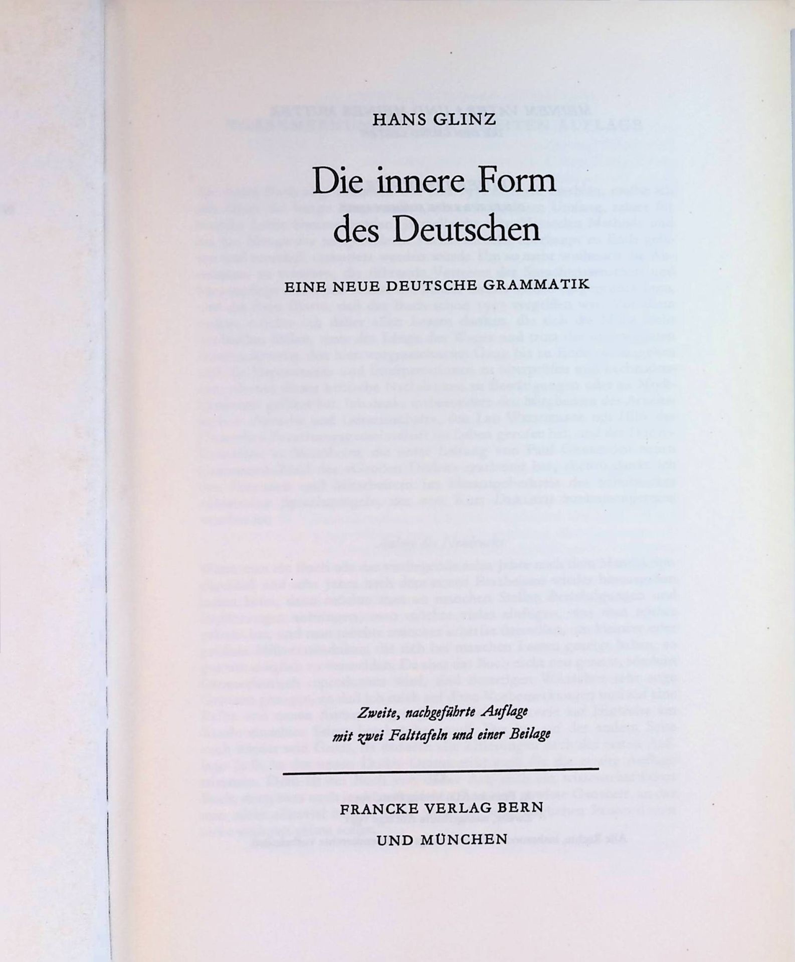 Die innere Form des Deutschen : Eine neue dt. Grammatik
