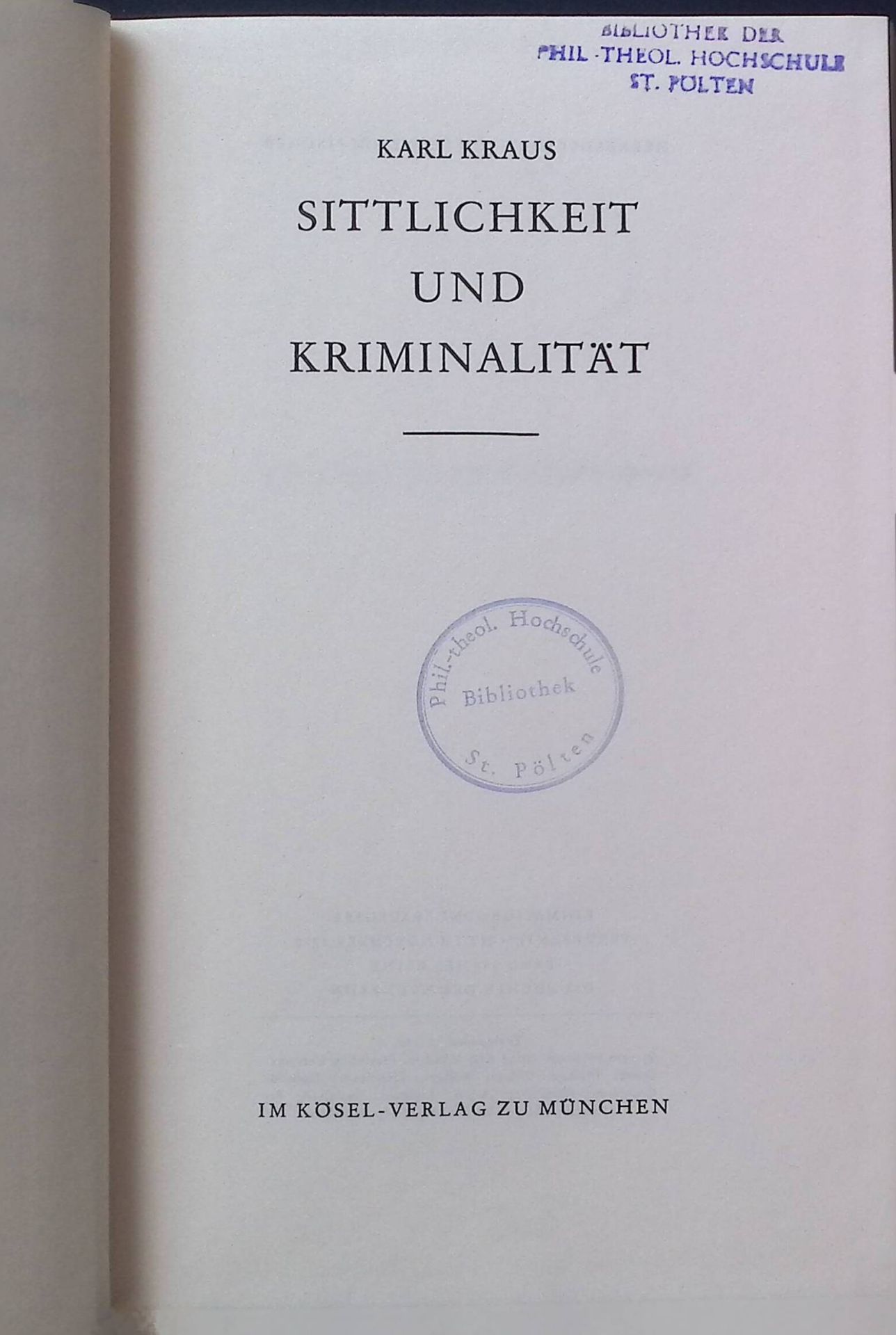Sittlichkeit und Kriminalität