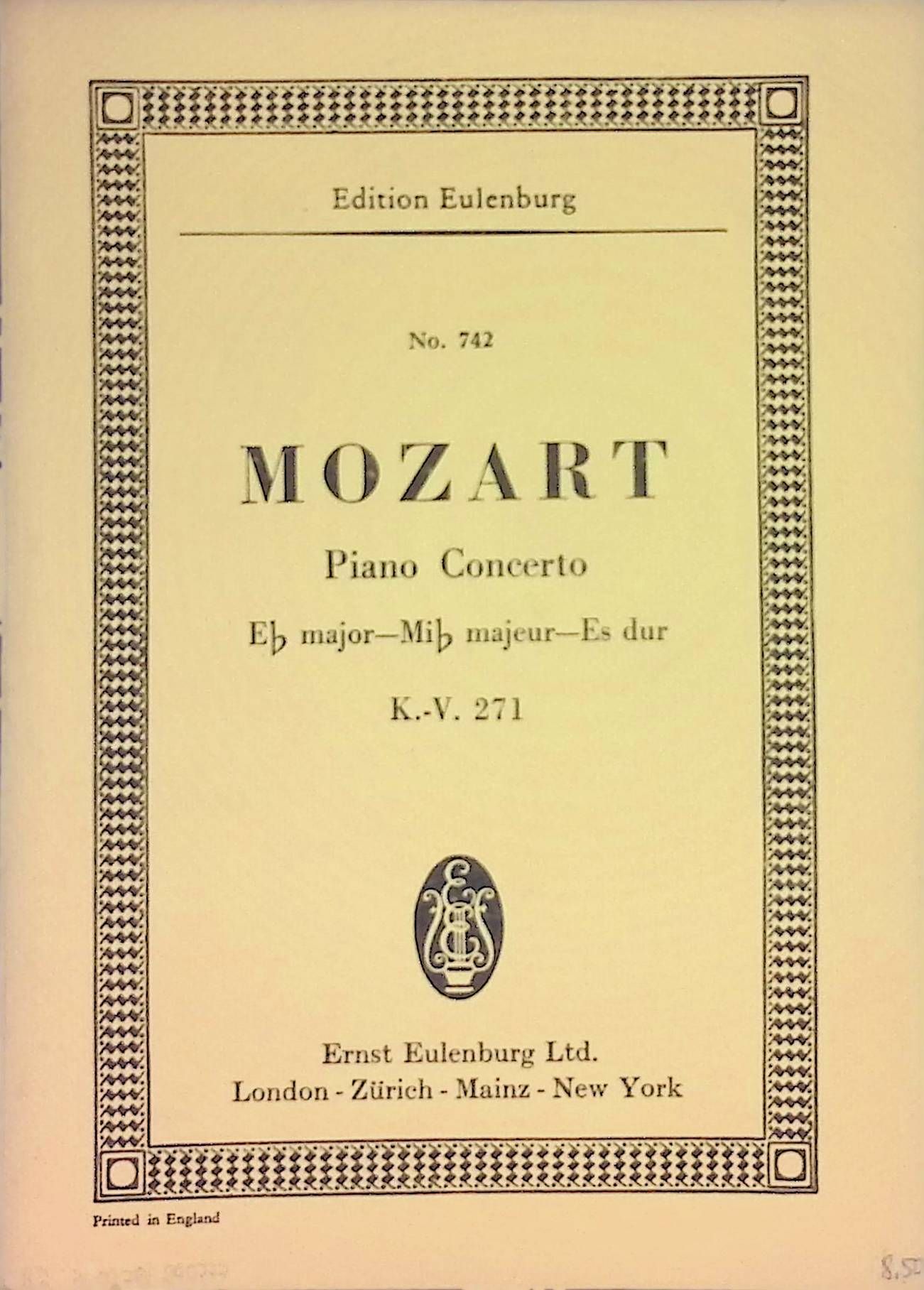 Piano Concerto E flat major - Mi flat majeur - Es dur. K.-V. 271. No. 742