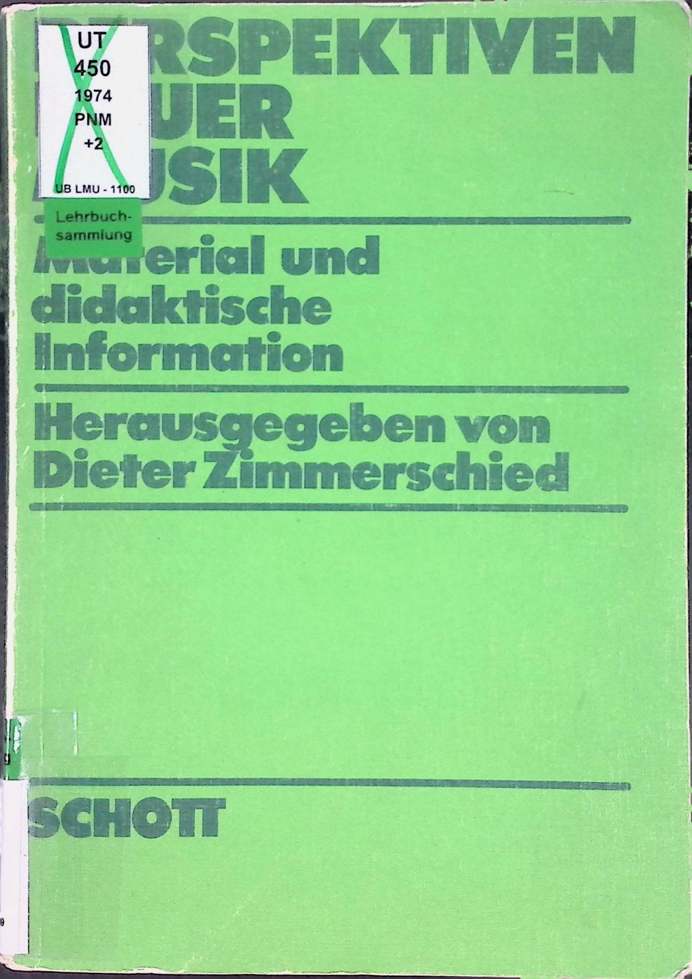 Perspektiven neuer Musik. Material u. didakt. Information