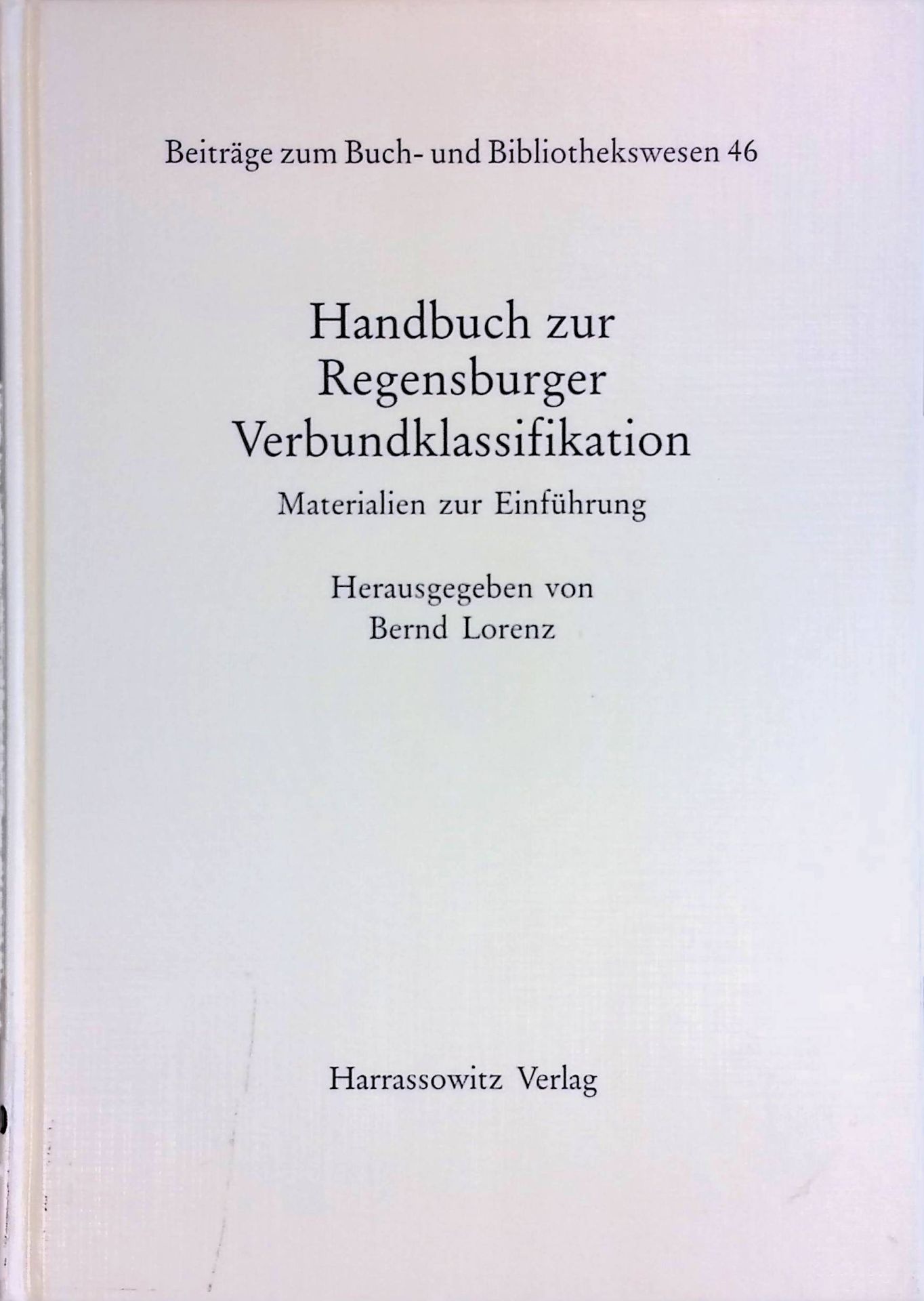 Handbuch zur Regensburger Verbundklassifikation. Materialien zur Einführung